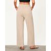 imageGRAPENT Linen Pants for Women Wide Leg High Waisted Baggy Drawstring Elastic Waist Palazzo Trousers Pants with PocketsLight Beige