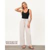 imageGRAPENT Linen Pants for Women Wide Leg High Waisted Baggy Drawstring Elastic Waist Palazzo Trousers Pants with PocketsNatural
