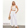 imageGRAPENT Linen Pants for Women Wide Leg High Waisted Baggy Drawstring Elastic Waist Palazzo Trousers Pants with PocketsWhite