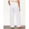 imageGRAPENT Linen Pants for Women Wide Leg High Waisted Baggy Drawstring Elastic Waist Palazzo Trousers Pants with PocketsWhite