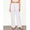 imageGRAPENT Linen Pants for Women Wide Leg High Waisted Baggy Drawstring Elastic Waist Palazzo Trousers Pants with PocketsWhite