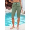 imageGRAPENT Swim Capris for Women High Waisted 15 Beach Swim Pants Long Board Shorts Swimsuit Bottoms with Brief PocketsArmy Green