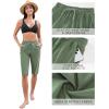 imageGRAPENT Swim Capris for Women High Waisted 15 Beach Swim Pants Long Board Shorts Swimsuit Bottoms with Brief PocketsArmy Green