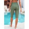imageGRAPENT Swim Capris for Women High Waisted 15 Beach Swim Pants Long Board Shorts Swimsuit Bottoms with Brief PocketsArmy Green