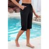 imageGRAPENT Swim Capris for Women High Waisted 15 Beach Swim Pants Long Board Shorts Swimsuit Bottoms with Brief PocketsBlack