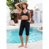 imageGRAPENT Swim Capris for Women High Waisted 15 Beach Swim Pants Long Board Shorts Swimsuit Bottoms with Brief PocketsBlack