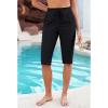 imageGRAPENT Swim Capris for Women High Waisted 15 Beach Swim Pants Long Board Shorts Swimsuit Bottoms with Brief PocketsBlack