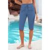 imageGRAPENT Swim Capris for Women High Waisted 15 Beach Swim Pants Long Board Shorts Swimsuit Bottoms with Brief PocketsMykonos Blue