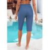 imageGRAPENT Swim Capris for Women High Waisted 15 Beach Swim Pants Long Board Shorts Swimsuit Bottoms with Brief PocketsMykonos Blue