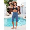 imageGRAPENT Swim Capris for Women High Waisted 15 Beach Swim Pants Long Board Shorts Swimsuit Bottoms with Brief PocketsMykonos Blue