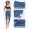 imageGRAPENT Swim Capris for Women High Waisted 15 Beach Swim Pants Long Board Shorts Swimsuit Bottoms with Brief PocketsMykonos Blue
