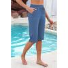imageGRAPENT Swim Capris for Women High Waisted 15 Beach Swim Pants Long Board Shorts Swimsuit Bottoms with Brief PocketsMykonos Blue