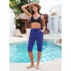 imageGRAPENT Swim Capris for Women High Waisted 15 Beach Swim Pants Long Board Shorts Swimsuit Bottoms with Brief PocketsNautical Blue