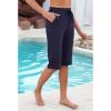 imageGRAPENT Swim Capris for Women High Waisted 15 Beach Swim Pants Long Board Shorts Swimsuit Bottoms with Brief PocketsNavy Blue