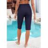 imageGRAPENT Swim Capris for Women High Waisted 15 Beach Swim Pants Long Board Shorts Swimsuit Bottoms with Brief PocketsNavy Blue