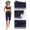 imageGRAPENT Swim Capris for Women High Waisted 15 Beach Swim Pants Long Board Shorts Swimsuit Bottoms with Brief PocketsNavy Blue