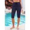 imageGRAPENT Swim Capris for Women High Waisted 15 Beach Swim Pants Long Board Shorts Swimsuit Bottoms with Brief PocketsNavy Blue