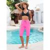 imageGRAPENT Swim Capris for Women High Waisted 15 Beach Swim Pants Long Board Shorts Swimsuit Bottoms with Brief PocketsNeon Pink