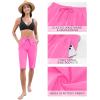 imageGRAPENT Swim Capris for Women High Waisted 15 Beach Swim Pants Long Board Shorts Swimsuit Bottoms with Brief PocketsNeon Pink