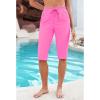 imageGRAPENT Swim Capris for Women High Waisted 15 Beach Swim Pants Long Board Shorts Swimsuit Bottoms with Brief PocketsNeon Pink