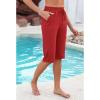 imageGRAPENT Swim Capris for Women High Waisted 15 Beach Swim Pants Long Board Shorts Swimsuit Bottoms with Brief PocketsRed