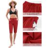 imageGRAPENT Swim Capris for Women High Waisted 15 Beach Swim Pants Long Board Shorts Swimsuit Bottoms with Brief PocketsRed