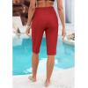imageGRAPENT Swim Capris for Women High Waisted 15 Beach Swim Pants Long Board Shorts Swimsuit Bottoms with Brief PocketsRed