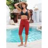 imageGRAPENT Swim Capris for Women High Waisted 15 Beach Swim Pants Long Board Shorts Swimsuit Bottoms with Brief PocketsRed
