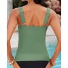 imageGRAPENT Tankini Tops for Women Twist Front Keyhole Bathing Suits Swim Tankini Swimsuits Padded Ruched Swimwear Top OnlyArmy Green