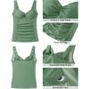 imageGRAPENT Tankini Tops for Women Twist Front Keyhole Bathing Suits Swim Tankini Swimsuits Padded Ruched Swimwear Top OnlyArmy Green
