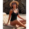 imageGRAPENT Tankini Tops for Women Twist Front Keyhole Bathing Suits Swim Tankini Swimsuits Padded Ruched Swimwear Top OnlyBlack
