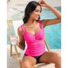 imageGRAPENT Tankini Tops for Women Twist Front Keyhole Bathing Suits Swim Tankini Swimsuits Padded Ruched Swimwear Top OnlyNeon Pink