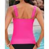 imageGRAPENT Tankini Tops for Women Twist Front Keyhole Bathing Suits Swim Tankini Swimsuits Padded Ruched Swimwear Top OnlyNeon Pink