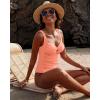 imageGRAPENT Tankini Tops for Women Twist Front Keyhole Bathing Suits Swim Tankini Swimsuits Padded Ruched Swimwear Top OnlyPeach Pink