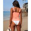 imageGRAPENT Tankini Tops for Women Twist Front Keyhole Bathing Suits Swim Tankini Swimsuits Padded Ruched Swimwear Top OnlyPeach Pink