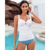 imageGRAPENT Tankini Tops for Women Twist Front Keyhole Bathing Suits Swim Tankini Swimsuits Padded Ruched Swimwear Top OnlyWhite