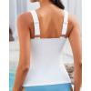 imageGRAPENT Tankini Tops for Women Twist Front Keyhole Bathing Suits Swim Tankini Swimsuits Padded Ruched Swimwear Top OnlyWhite