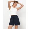 imageGRAPENT Wide Leg Shorts for Women Pull on Shorts with Deep Pockets for Casual Gym Pants Walking AthleticDark Blue