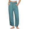 imageGRAPENT Linen Pants Women High Waisted Wide Leg Casual Beach Pull On Elastic Waist Summer Cropped Pants with PocketsLake