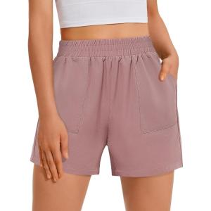 imageGRAPENT Wide Leg Shorts for Women Pull on Shorts with Deep Pockets for Casual Gym Pants Walking AthleticCoral Pink
