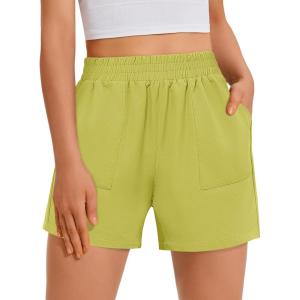 imageGRAPENT Wide Leg Shorts for Women Pull on Shorts with Deep Pockets for Casual Gym Pants Walking AthleticWild Lime