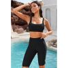 imageGRAPENT Swim Shorts Women High Waisted Cutout Beach Long Board Shorts Swimwear 11 Inseam Short Swim Pants Bottom OnlyBlack
