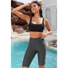 imageGRAPENT Swim Shorts Women High Waisted Cutout Beach Long Board Shorts Swimwear 11 Inseam Short Swim Pants Bottom OnlyGrey