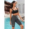 imageGRAPENT Swim Shorts Women High Waisted Cutout Beach Long Board Shorts Swimwear 11 Inseam Short Swim Pants Bottom OnlyGrey