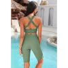 imageGRAPENT Swim Shorts Women High Waisted Cutout Beach Long Board Shorts Swimwear 11 Inseam Short Swim Pants Bottom OnlyIceberg Green
