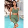 imageGRAPENT Swim Shorts Women High Waisted Cutout Beach Long Board Shorts Swimwear 11 Inseam Short Swim Pants Bottom OnlyIceberg Green