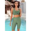 imageGRAPENT Swim Shorts Women High Waisted Cutout Beach Long Board Shorts Swimwear 11 Inseam Short Swim Pants Bottom OnlyIceberg Green