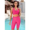 imageGRAPENT Swim Shorts Women High Waisted Cutout Beach Long Board Shorts Swimwear 11 Inseam Short Swim Pants Bottom OnlyMagenta
