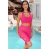 imageGRAPENT Swim Shorts Women High Waisted Cutout Beach Long Board Shorts Swimwear 11 Inseam Short Swim Pants Bottom OnlyMagenta