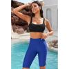 imageGRAPENT Swim Shorts Women High Waisted Cutout Beach Long Board Shorts Swimwear 11 Inseam Short Swim Pants Bottom OnlyNautical Blue